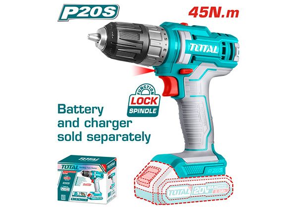 Lithium-Ion cordless drill 20V / 45Nm TOTAL TDLI200515