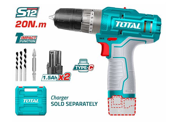 Lithium-Ion Impact Drill 12V/1.5Ah (TIDLI12202)