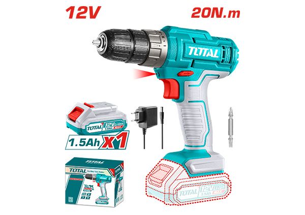 Li-ion Cordless drill 12V / 1.5Ah / 20Nm with battery and charger (TDLI1218)