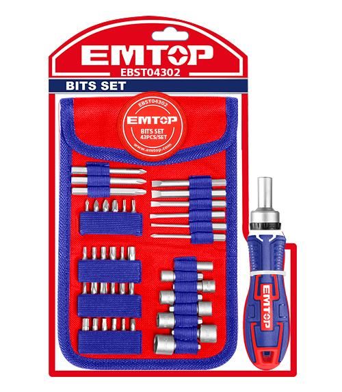 43 Pcs Screwdriver Bit Set Emtop EBST04302