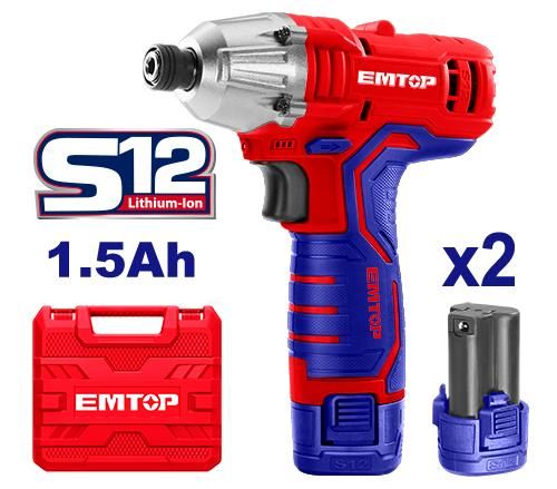 Аккумуляторный ударный шуруповерт Emtop ECDLIR12021