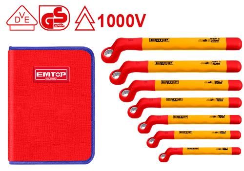 Набор изолированных накидных односторонних ключей 7шт Emtop EKISPA0702