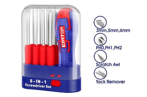 9IN1 Interchangeable screwdriver set Emtop ESDRH0902