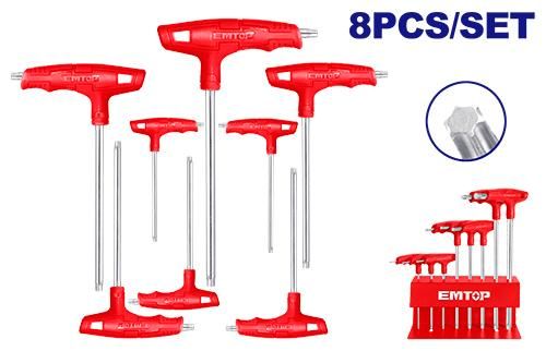 Набор Т-образных шестигранников TORX 8шт Emtop ETHW6063
