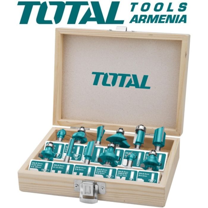 Набор бит для фрезерного станка- 8 мм 12шт (TACSR1121)