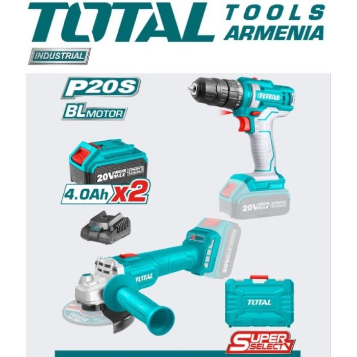 Lithium-Ion Cordless 2 pcs Combo Kit 20 V, 4 А (TCKLI20157)