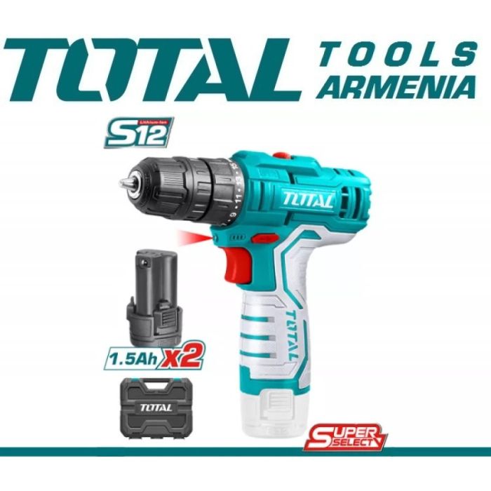 Lithium-Ion Drill 12V / 1.5 Ah TOTAL TDLI12208