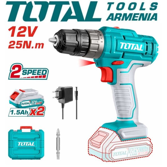 12V Li-ion Cordless Drill / 1,5Аh / with 2 batteries and charger (TDLI1228)