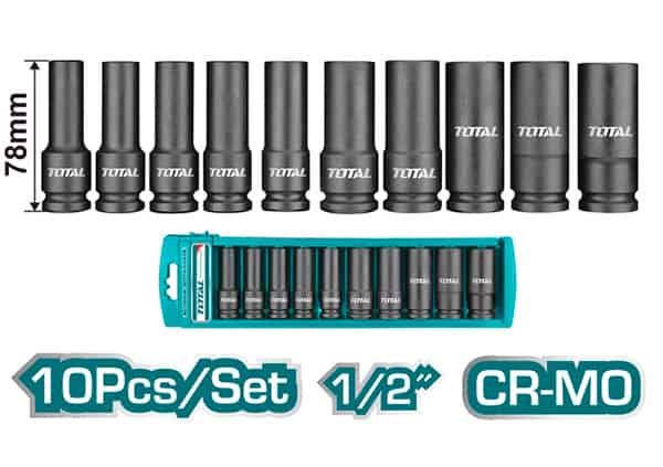 Набор глубоких ударных головок из 10 шт 1/2 дюйма (THKISD12102L)