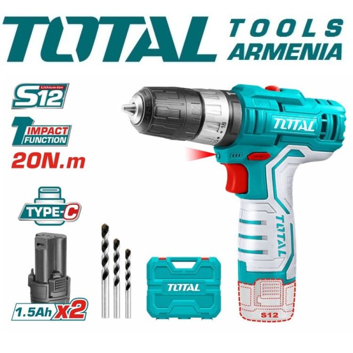  Li-ion Impact Drill 12V/20 Nm (TIDLI12328 )