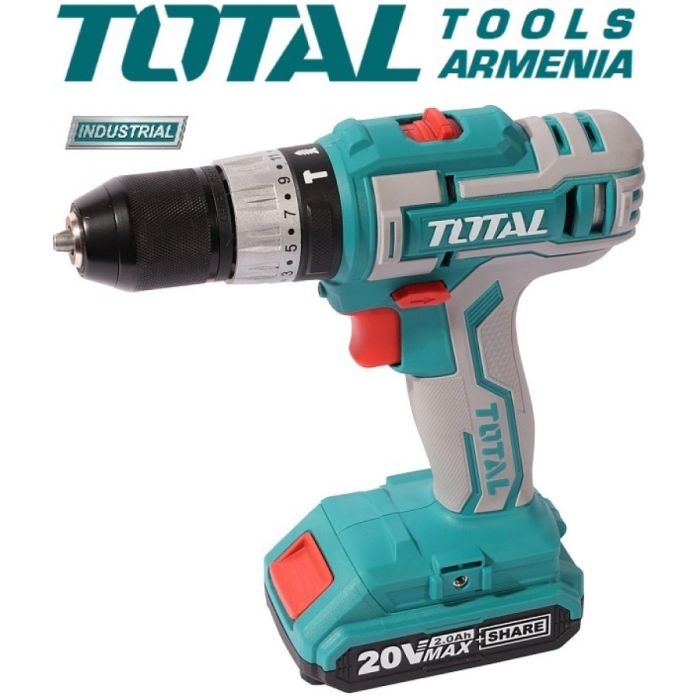 Li-ion Cordless Impact Drill / 20V / 2А / 55Nm / +1 Battery / INDUSTRIAL (TIDLI20031)