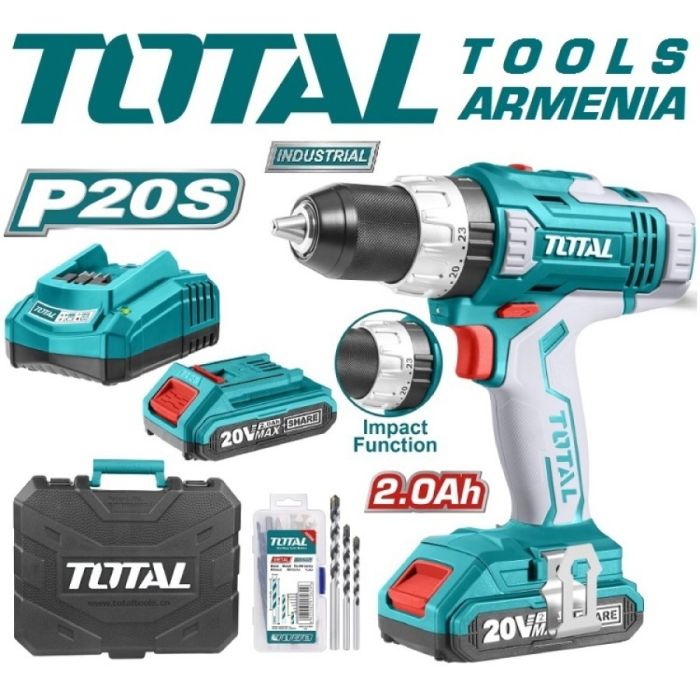 Cordless Impact Drill - Screwdriver / 20 V / 2А / 55Nm / +1 Battery / INDUSTRIAL (TIDLI2003)
