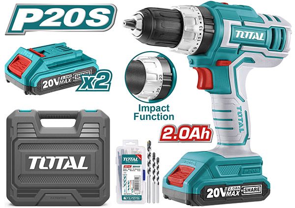 Li-ion Cordless Impact Drill / 20V / 2А / 55Nm / +1 Battery / INDUSTRIAL (TIDLI20031)