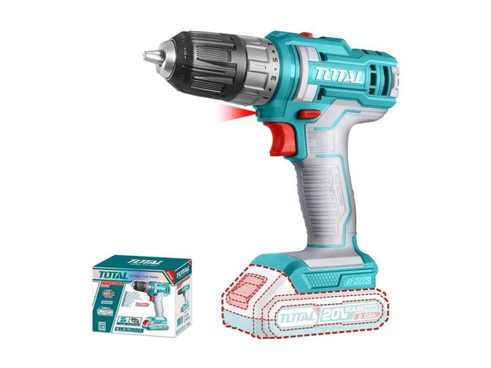 Lithium-Ion cordless drill 20V / 45Nm TOTAL TDLI200515