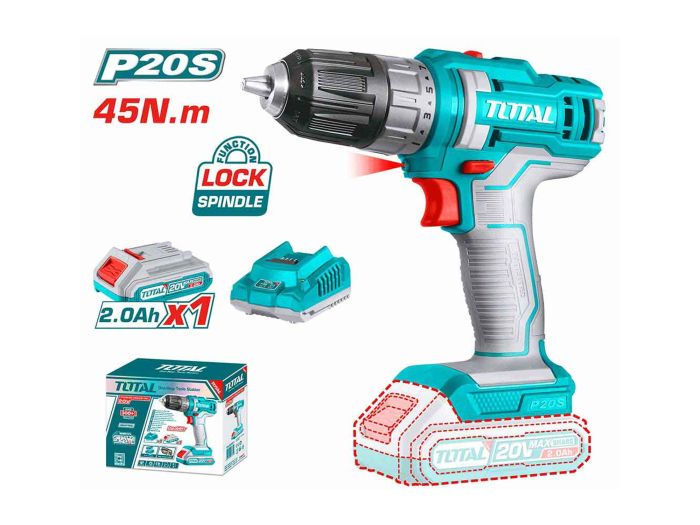 Lithium-Ion cordless drill 20V / 2Ah TOTAL TDLI200518