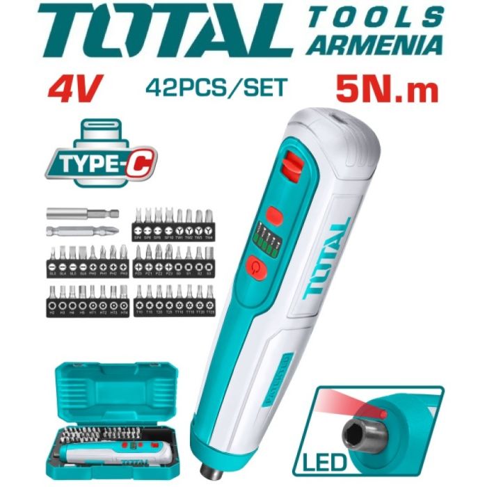 4V 42PCS Lithium-ion Cordless Screwdriver  (TSDLI0406)