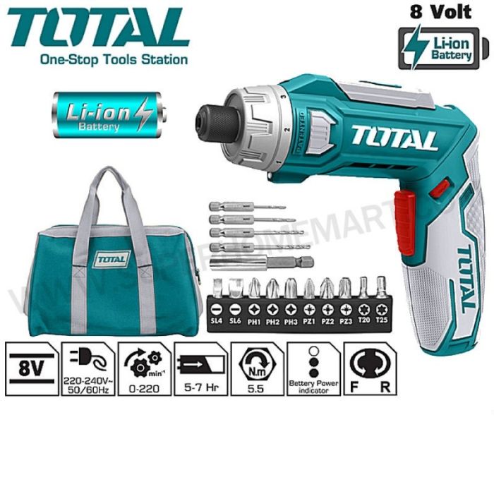 Li-ion Cordless Screwdriver TOTAL TSDLI0801