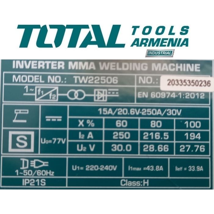 Welding machine 250 Inverter/INDUSTRIAL (TW22506)