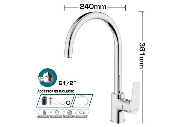 Однорычажный смеситель для мойки (TSLBM23401)